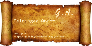 Geiringer Andor névjegykártya